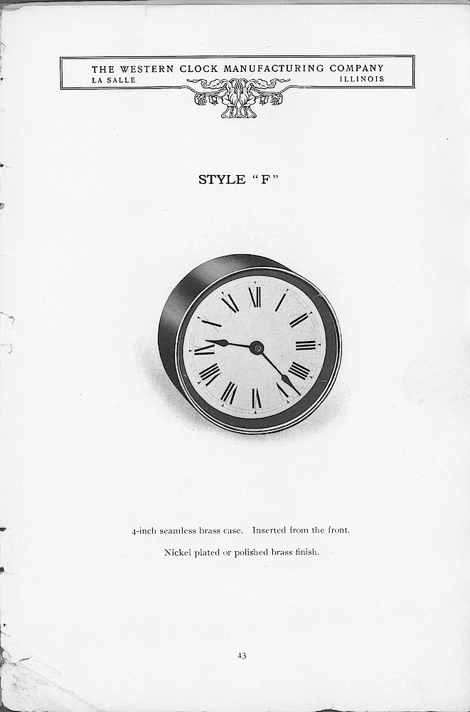 1904 Western Clock Mfg. Co. Catalog (missing pp. 21 - 24); La Salle; Illinois > 43. 1904 Western Clock Mfg. Co. Catalog (missing pp. 21 - 24); La Salle; Illinois; page 43