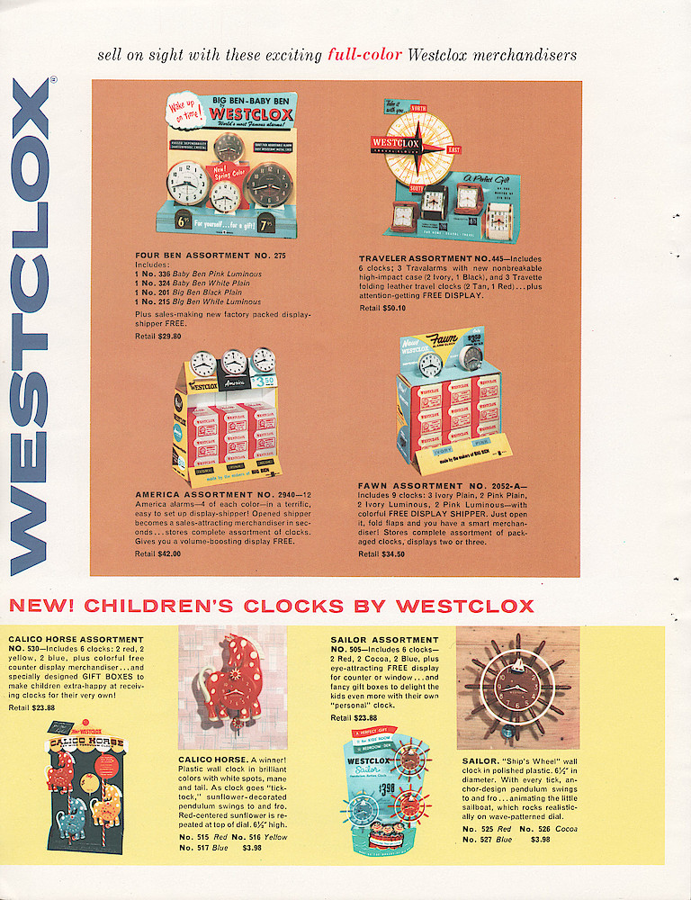 1958 Westclox Catalog; Westclox; La Salle; Illinois; Division of General Time Corporation > 4. 1958 Westclox Catalog, Price Lists and Assortment Catalog; Westclox; La Salle; Illinois; Division of General Time Corporaion; page 4