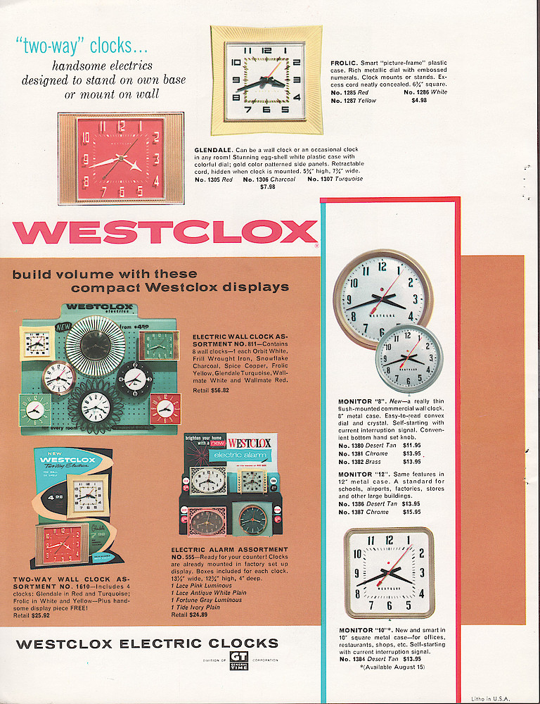 1958 Westclox Catalog; Westclox; La Salle; Illinois; Division of General Time Corporation > 8. 1958 Westclox Catalog, Price Lists and Assortment Catalog; Westclox; La Salle; Illinois; Division of General Time Corporaion; page 8