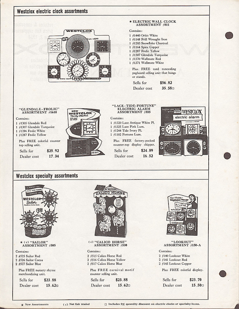 Westclox Assortments Price List June 2, 1958. > 2. Westclox Assortments Price List June 2, 1958, page  2