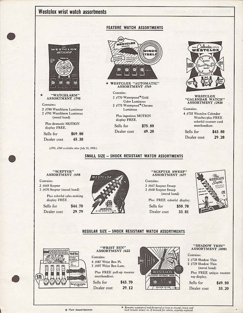 Westclox Assortments Price List June 2, 1958. > 3. Westclox Assortments Price List June 2, 1958, page  3