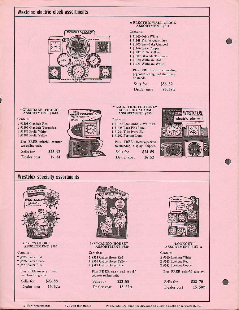 Westclox Price List June 2, 1958. Electric alarm, electric wall, commercial electric wall clocks, specialty clocks, electric clock assortments, specialty assortments. > 4. Westclox Price List June 2, 1958. Electric alarm, electric wall, commercial electric wall clocks, specialty clocks, electric clock assortments, specialty assortments, page 4