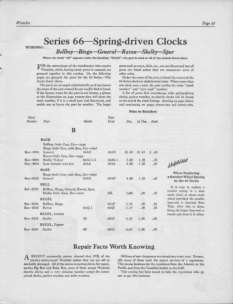 1950, First Aid for Injured Westclox; Westclox, Division of General Time Corporation, LaSalle, Illinois, USA > 27. 1950, First Aid for Injured Westclox; Westclox, Division of General Time Corporation, LaSalle, Illinois, USA; page 27