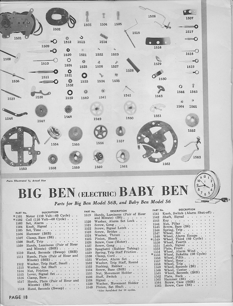 1943, Illustrated Catalog of Westclox Materials; Henry Paulson & Co.; 37 S. Wabash Ave.; Chicago > 18. 1943, Illustrated Catalog of Westclox Materials; Henry Paulson & Co.; 37 S. Wabash Ave.; Chicago; page 18