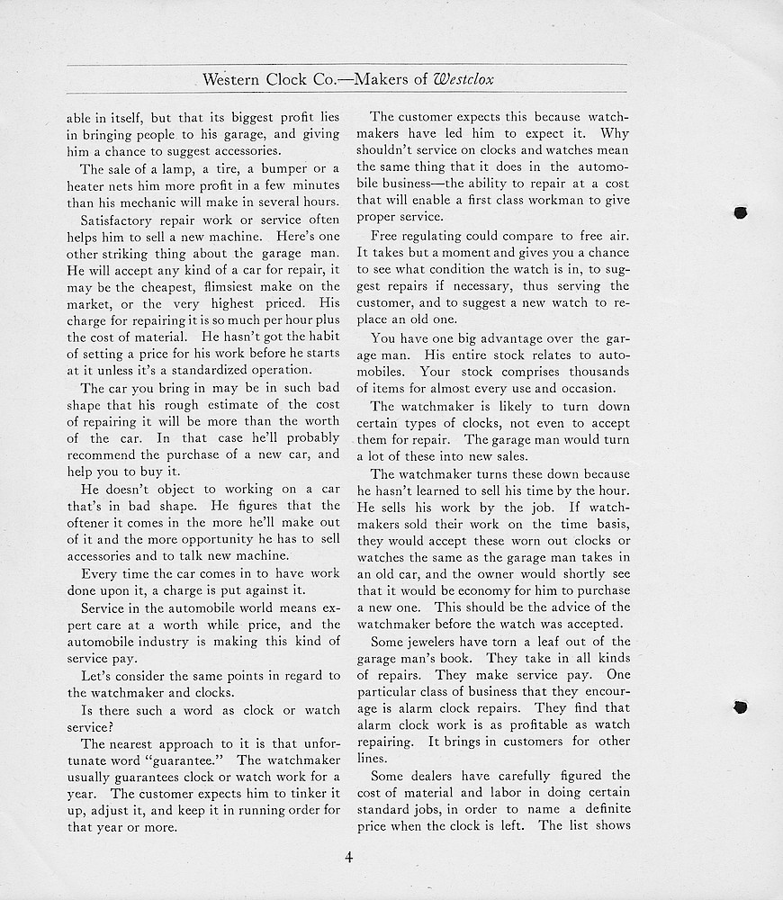 1919, First Aid for Injured Westclox, Western Clock Co. - Makers of Westclox; LaSalle - Peru; Illinois > 4. 1919, First Aid for Injured Westclox, Western Clock Co. - Makers of Westclox; LaSalle - Peru; Illinois; page 4