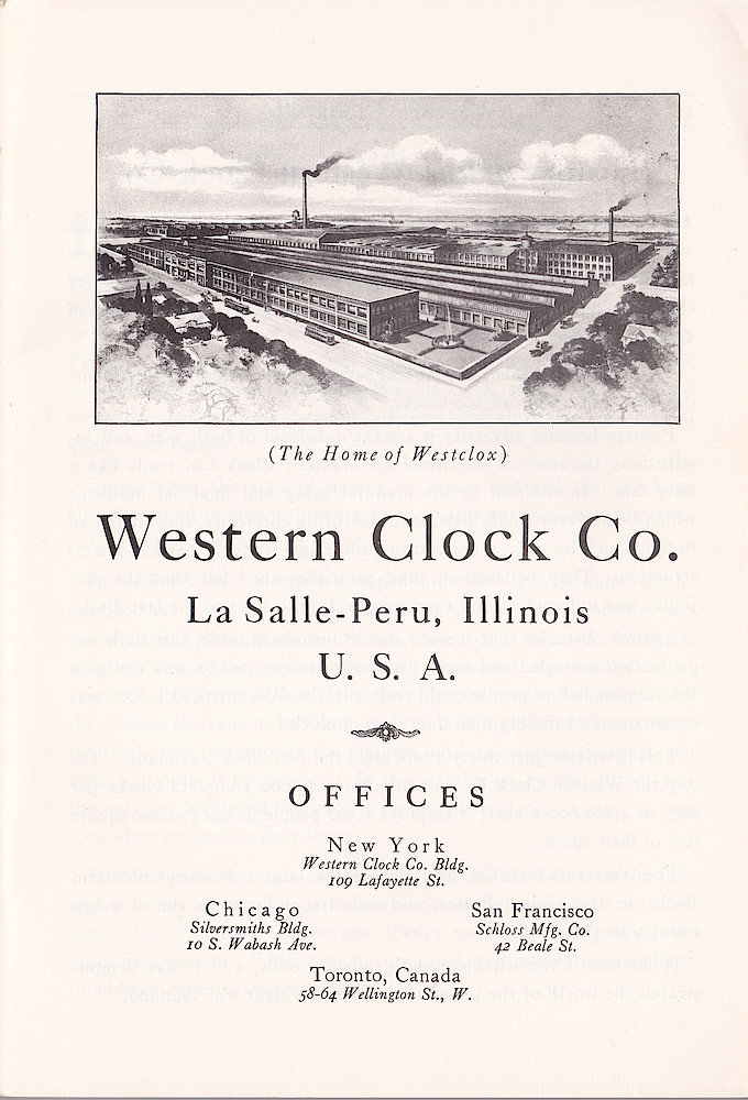 1916 Material Catalog, Western Clock Co., (ca. 1916) > Title Page. 1916 Material Catalog, Western Clock Co., (ca. 1916); title page