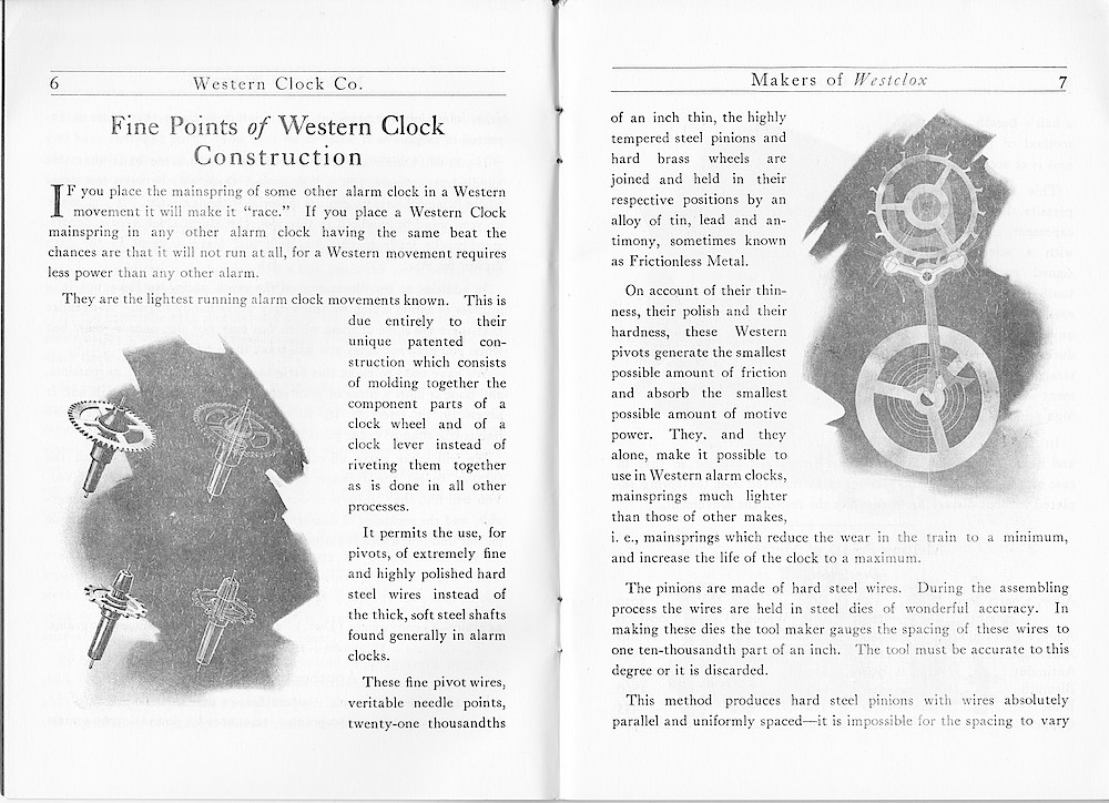 1916 Material Catalog, Western Clock Co., (ca. 1916) > 6 - 7. 1916 Material Catalog, Western Clock Co., (ca. 1916); pages 6 - 7