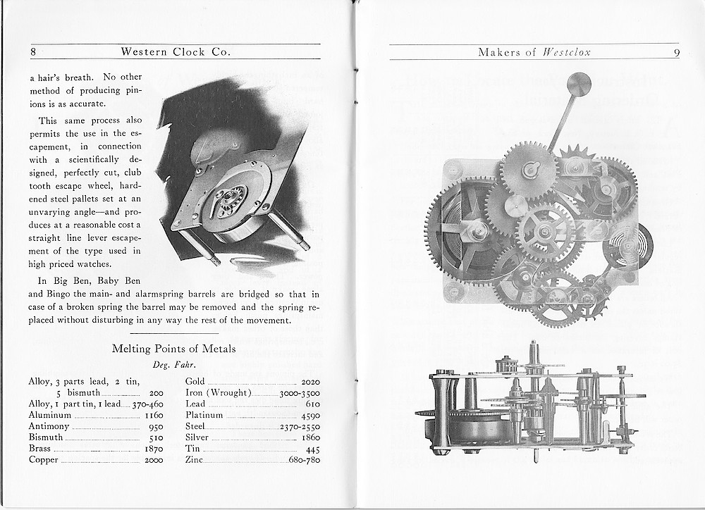 1916 Material Catalog, Western Clock Co., (ca. 1916) > 8 - 9. 1916 Material Catalog, Western Clock Co., (ca. 1916); pages 8 - 9