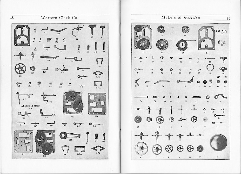 1916 Material Catalog, Western Clock Co., (ca. 1916) > 48 - 49. 1916 Material Catalog, Western Clock Co., (ca. 1916); pages 48 - 49