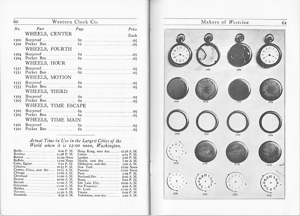 1916 Material Catalog, Western Clock Co., (ca. 1916) > 60 - 61. 1916 Material Catalog, Western Clock Co., (ca. 1916); pages 60 - 61