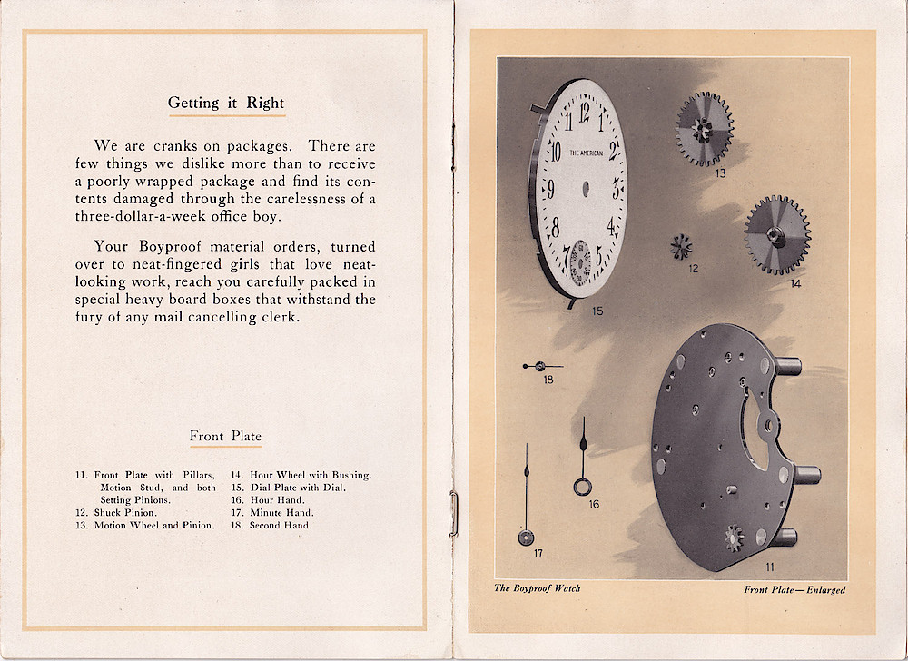 1909, For the Man Behind the Bench - A code of handy material for quick aid to injured Boyproof watches, The Western Clock Mfg. Co. > 5. 1909, For the Man Behind the Bench - A code of handy material for quick aid to injured Boyproof watches, The Western Clock Mfg. Co; page 5