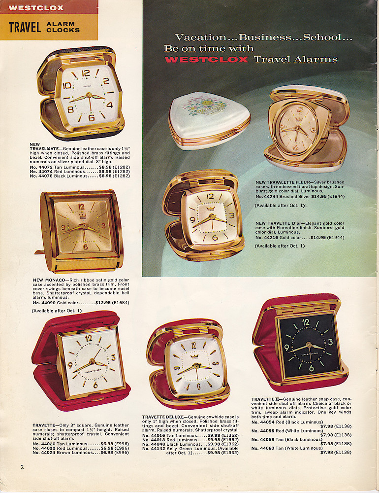1963 - 1964 Westclox Clock and Watch Catalog, USA; Westclox; LaSalle - Peru Illinois > 2. 1963 - 1964 Westclox Clock and Watch Catalog, USA; Westclox; LaSalle - Peru Illinois; page 2