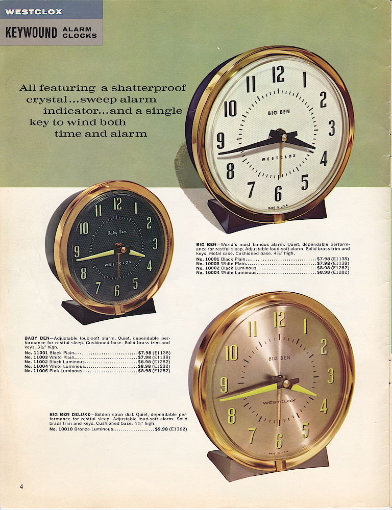 1963 - 1964 Westclox Clock and Watch Catalog, USA; Westclox; LaSalle - Peru Illinois > 4. 1963 - 1964 Westclox Clock and Watch Catalog, USA; Westclox; LaSalle - Peru Illinois; page 4
