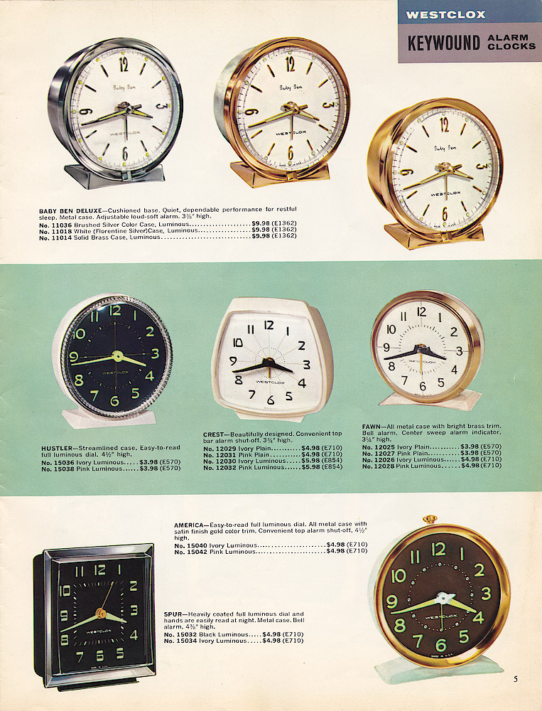 1963 - 1964 Westclox Clock and Watch Catalog, USA; Westclox; LaSalle - Peru Illinois > 5. 1963 - 1964 Westclox Clock and Watch Catalog, USA; Westclox; LaSalle - Peru Illinois; page 5