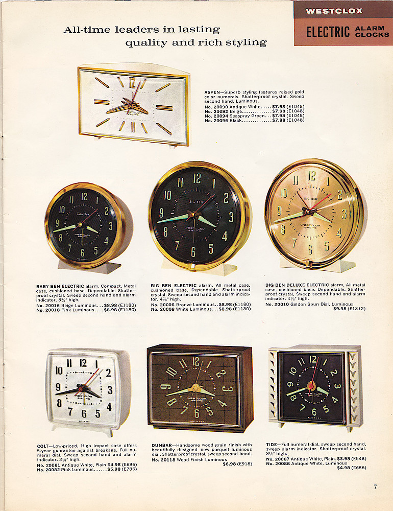 1963 - 1964 Westclox Clock and Watch Catalog, USA; Westclox; LaSalle - Peru Illinois > 7. 1963 - 1964 Westclox Clock and Watch Catalog, USA; Westclox; LaSalle - Peru Illinois; page 7