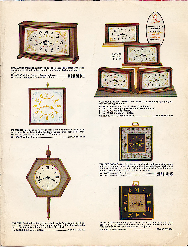1963 - 1964 Westclox Clock and Watch Catalog, USA; Westclox; LaSalle - Peru Illinois > 15. 1963 - 1964 Westclox Clock and Watch Catalog, USA; Westclox; LaSalle - Peru Illinois; page 15