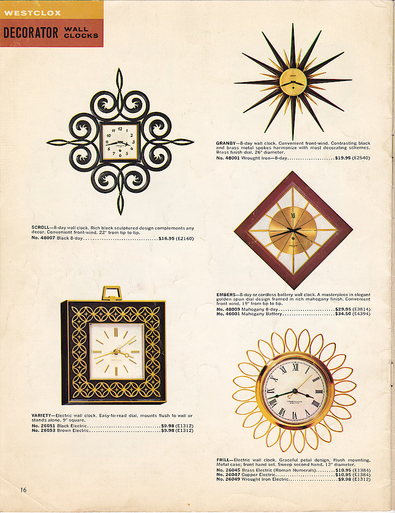 1963 - 1964 Westclox Clock and Watch Catalog, USA; Westclox; LaSalle - Peru Illinois > 16. 1963 - 1964 Westclox Clock and Watch Catalog, USA; Westclox; LaSalle - Peru Illinois; page 16