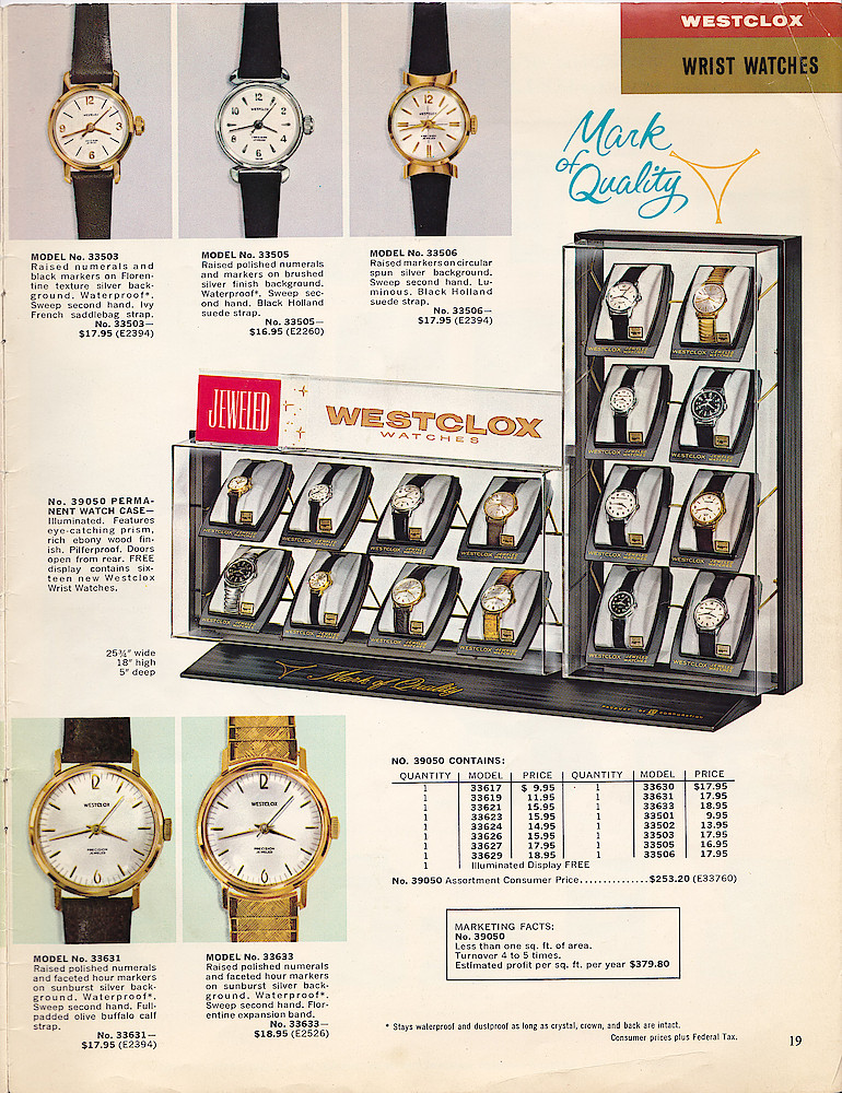 1963 - 1964 Westclox Clock and Watch Catalog, USA; Westclox; LaSalle - Peru Illinois > 19. 1963 - 1964 Westclox Clock and Watch Catalog, USA; Westclox; LaSalle - Peru Illinois; page 19