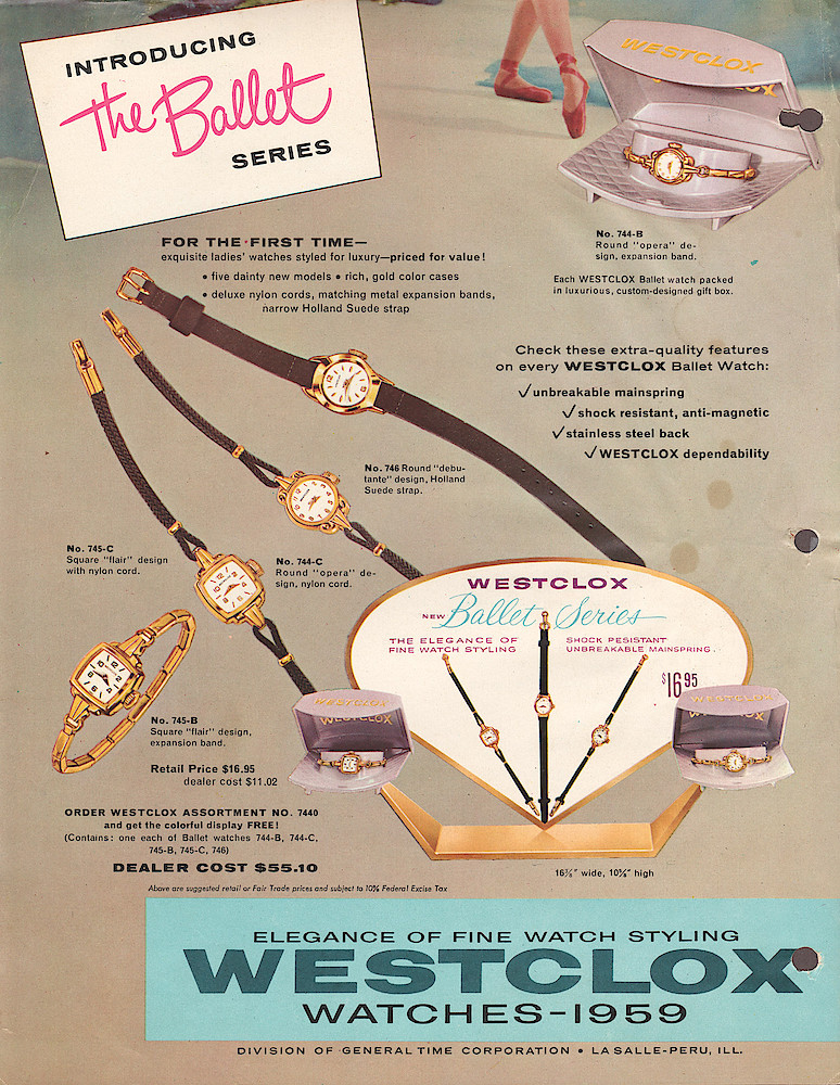 1959 Westclox Introductions; Westclox Division of General Time Corporation; and Columbia Time Products; La Salle - Peru; Illinois; USA. > Ladies wrist watches, 2. 1959 Westclox Introductions; Westclox Division of General Time Corporation; and Columbia Time Products; La Salle - Peru; Illinois; USA.; page Ladies-Wrist-2