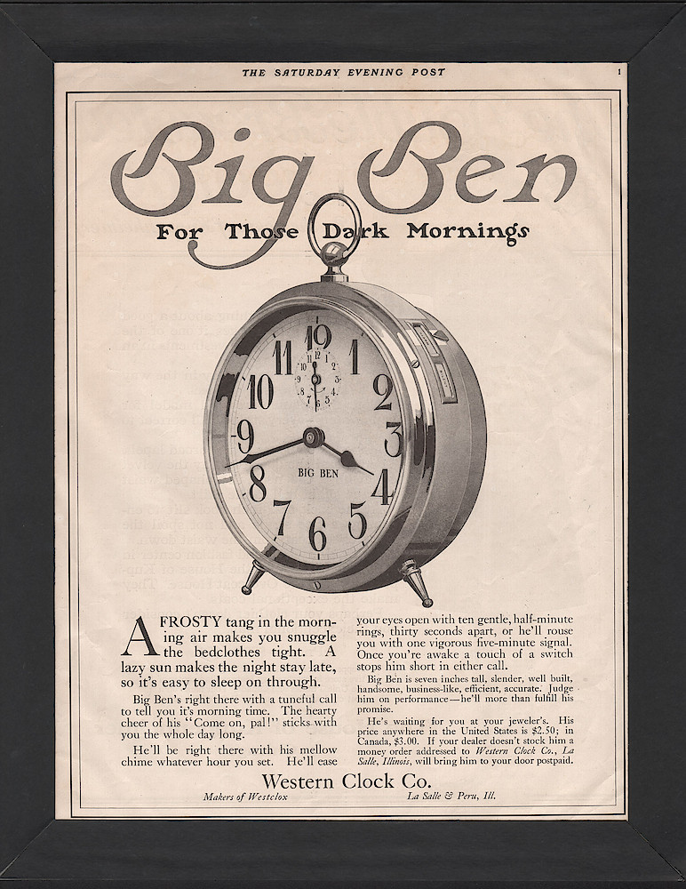 October 23, 1915 Saturday Evening Post, p. 1