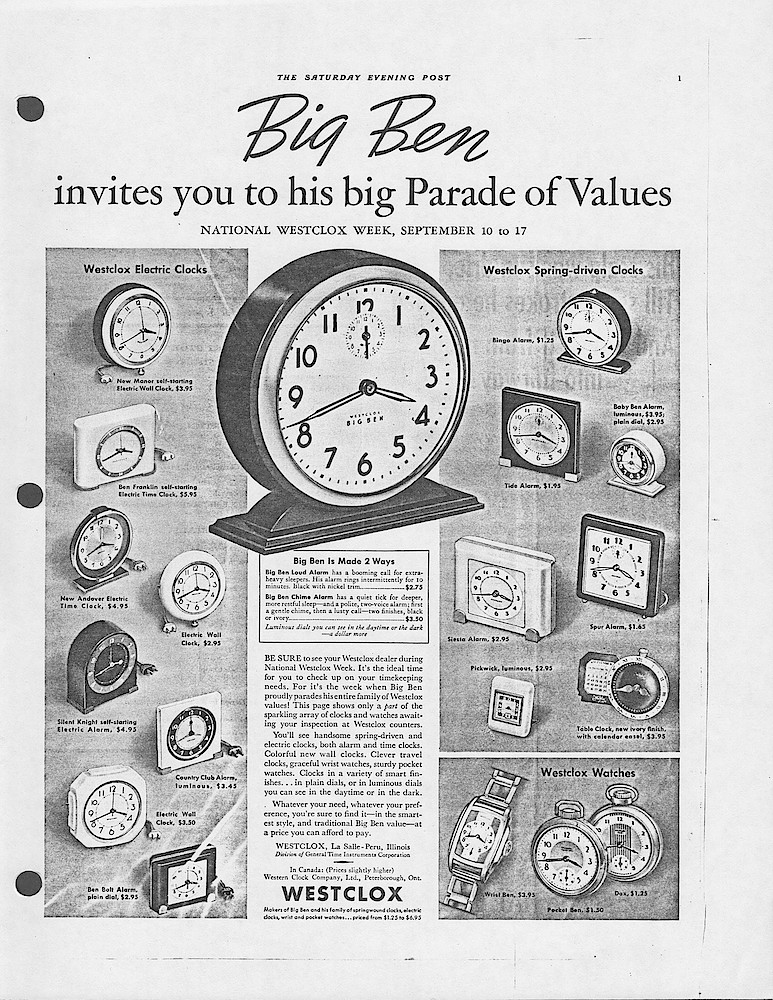 September 30, 1938 Saturday Evening Post, p. 1, photocopy