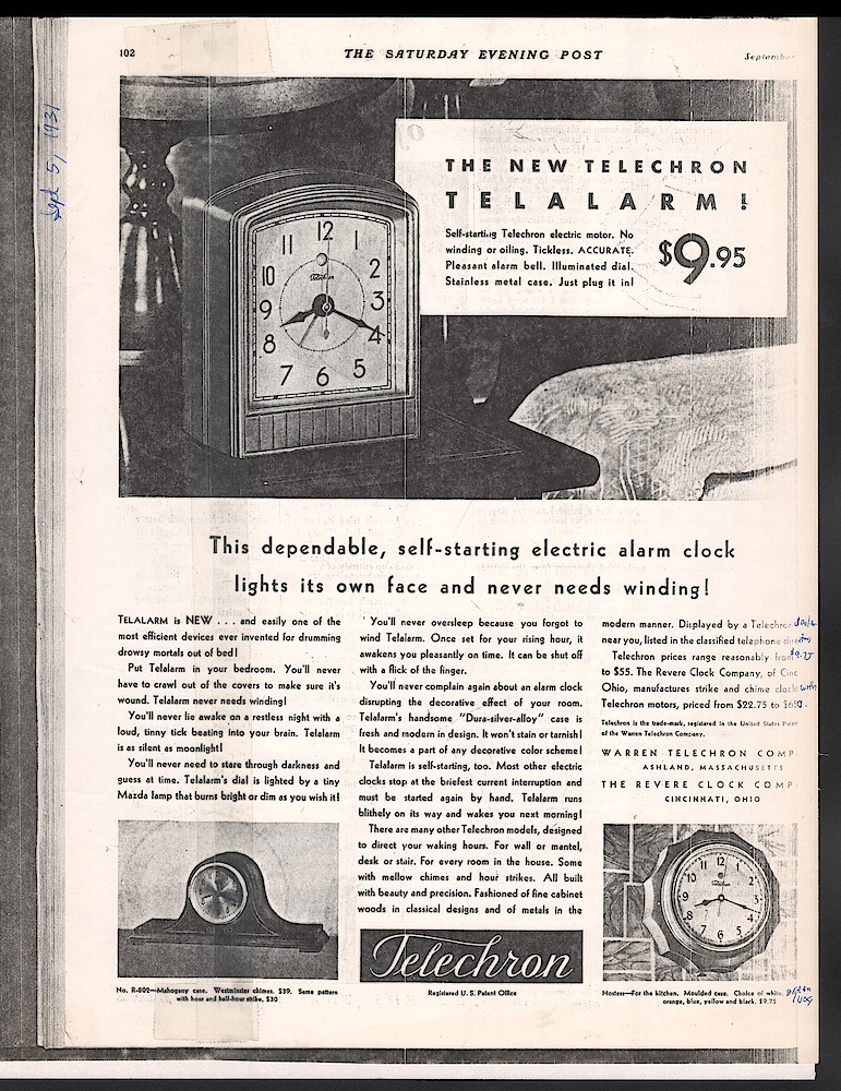 September 5, 1931 Saturday Evening Post, p. 102, photocopy