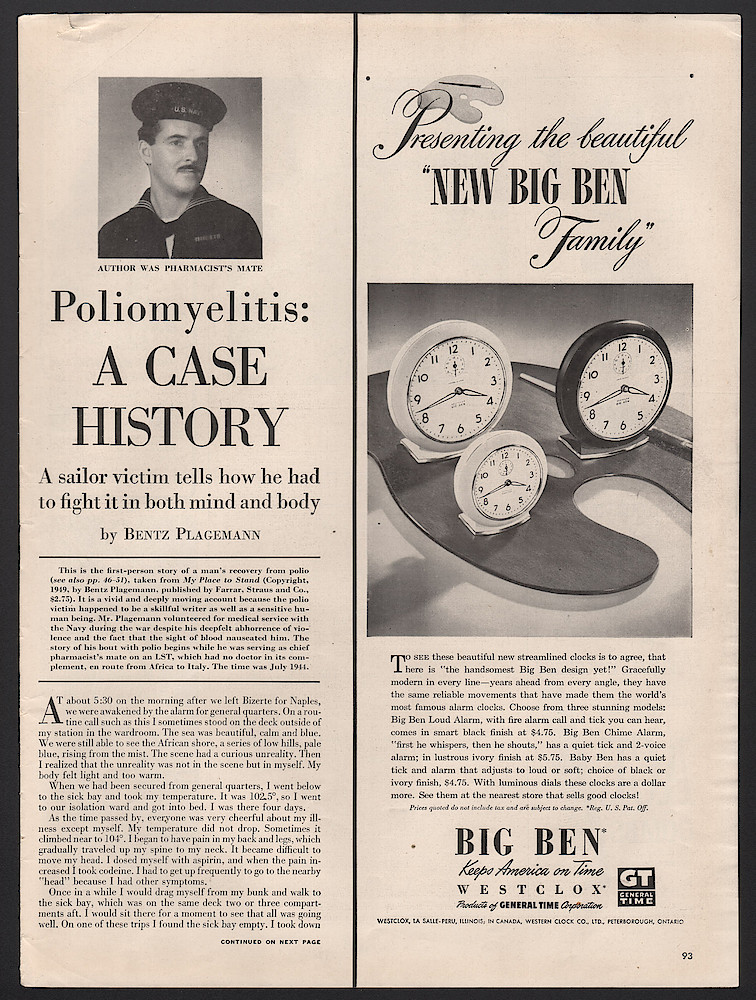 Clock & Watch Advertisement: August 15, 1949 Life Magazine, p. 93