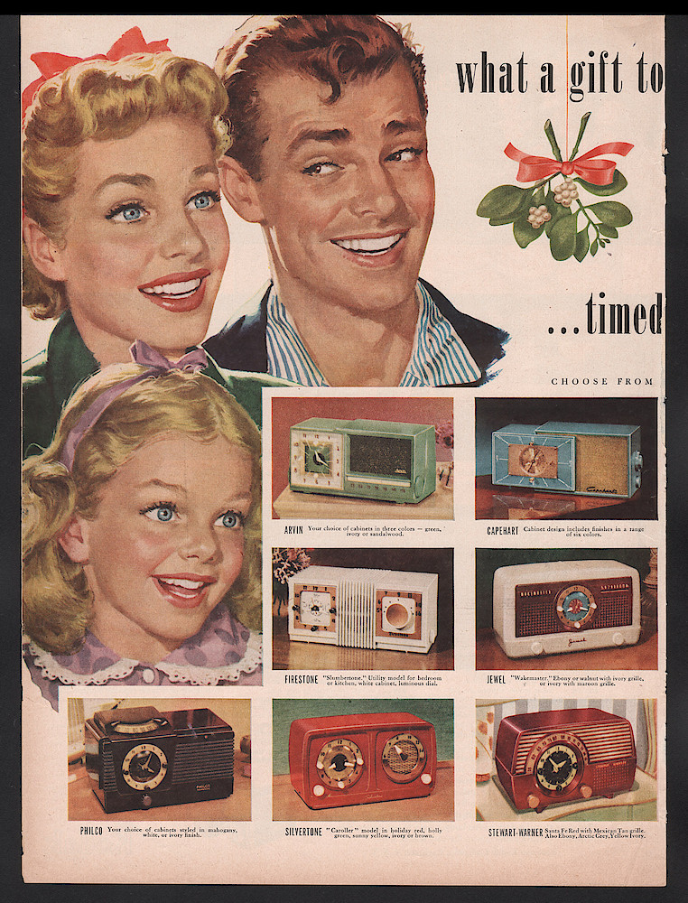 1950s-clock-radios-xmas-1. Decade of the 1950s. Decade of the 1950s