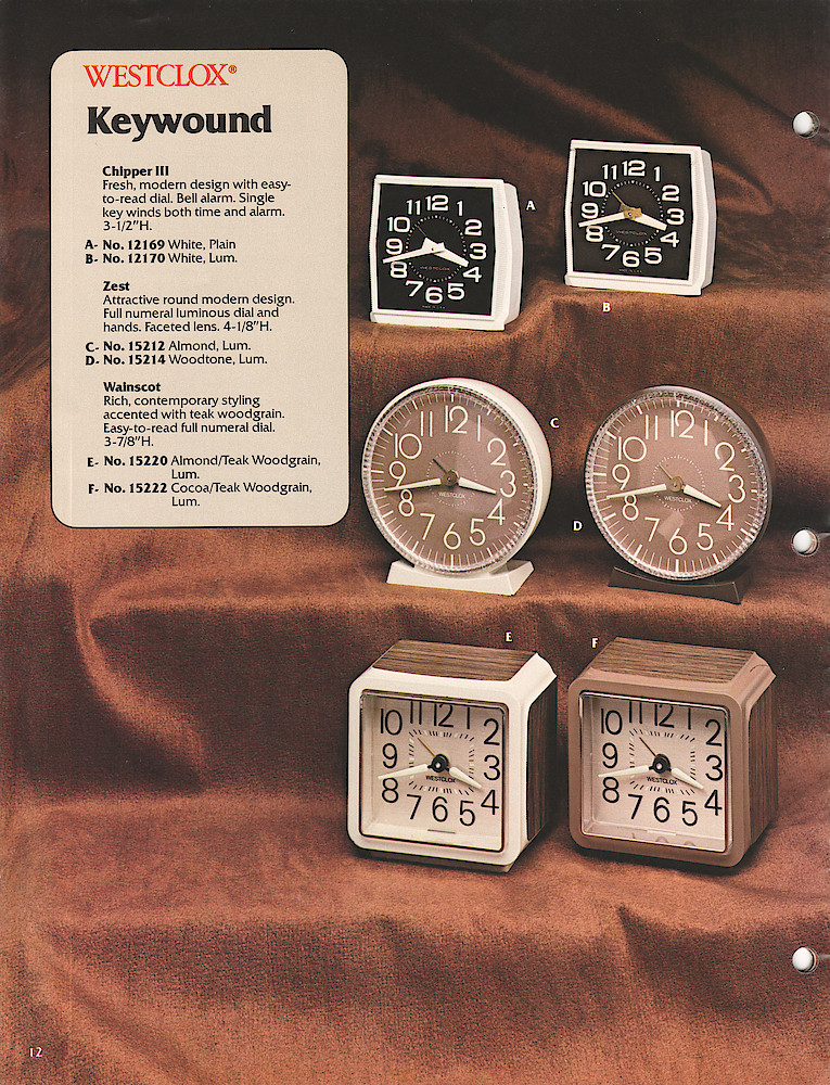 Westclox 1982 Catalog > 12. 1982 Westclox Catalog, Copyright 1982, Westclox® Division of General Time Corporation, a Talley Industries Company, Norcross, Georgia, 30092; page 12