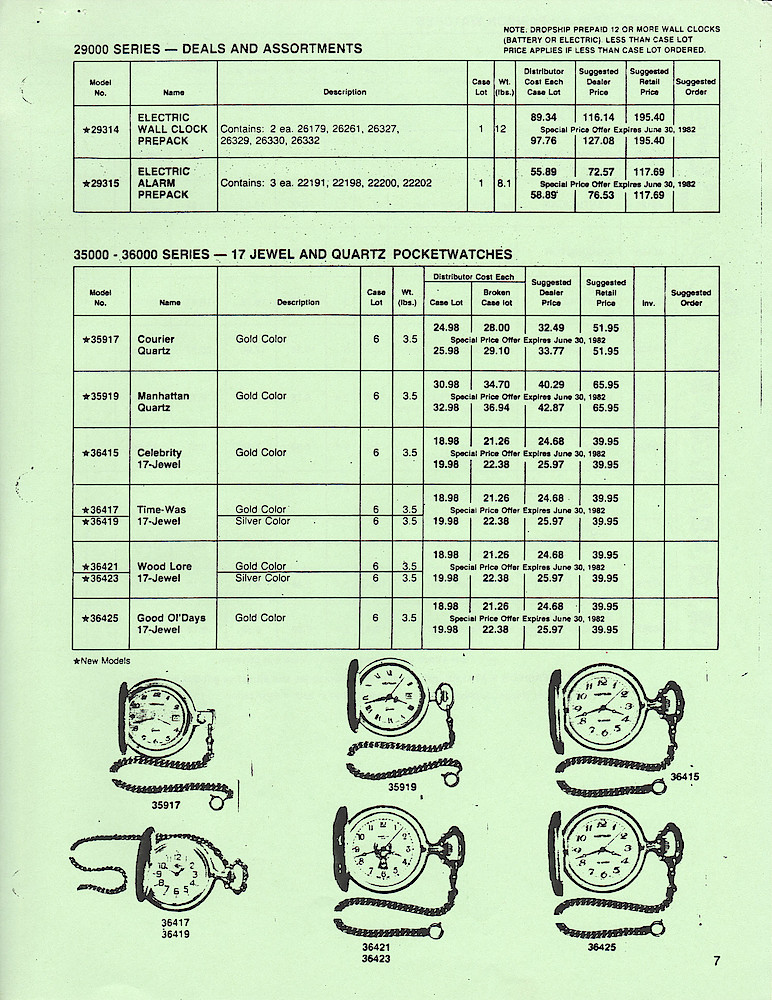 Westclox 1982 Price List. W-I-82 > 7. Westclox 1982 Price List. W-I-82; page Price-7