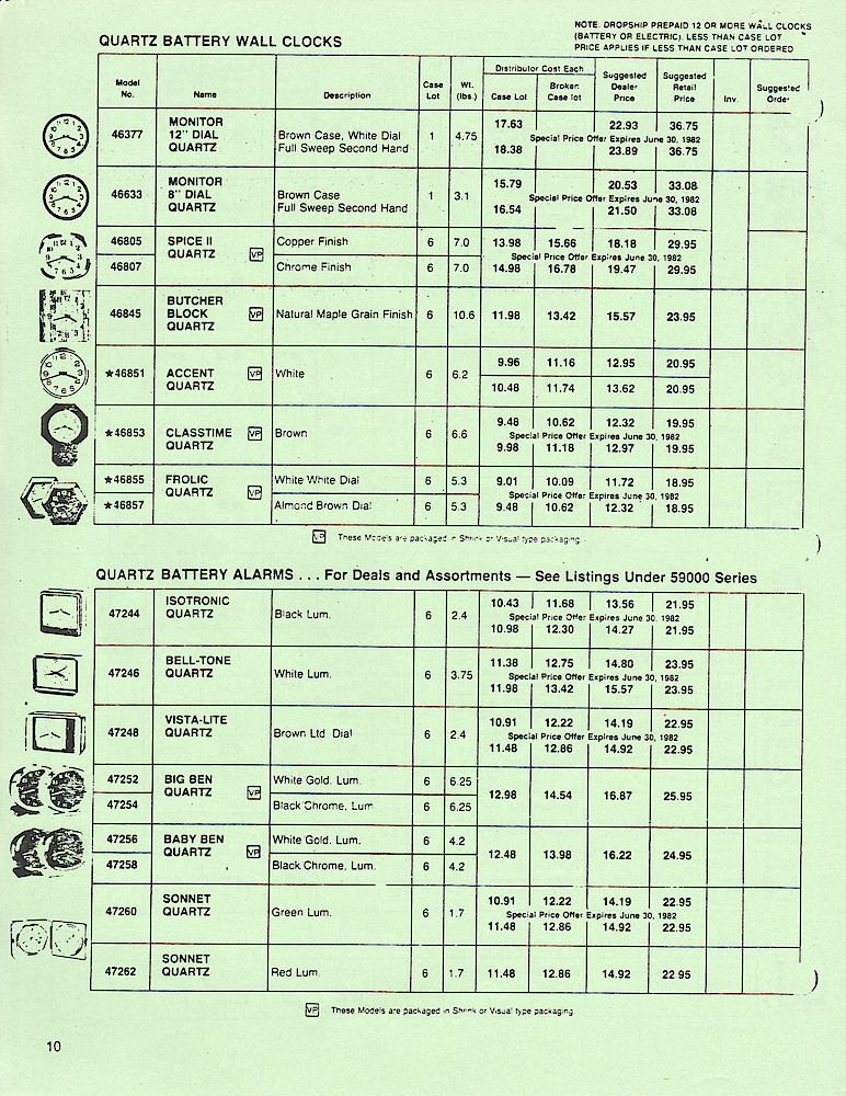 Westclox 1982 Price List. W-I-82 > 10. Westclox 1982 Price List. W-I-82; page Price-10