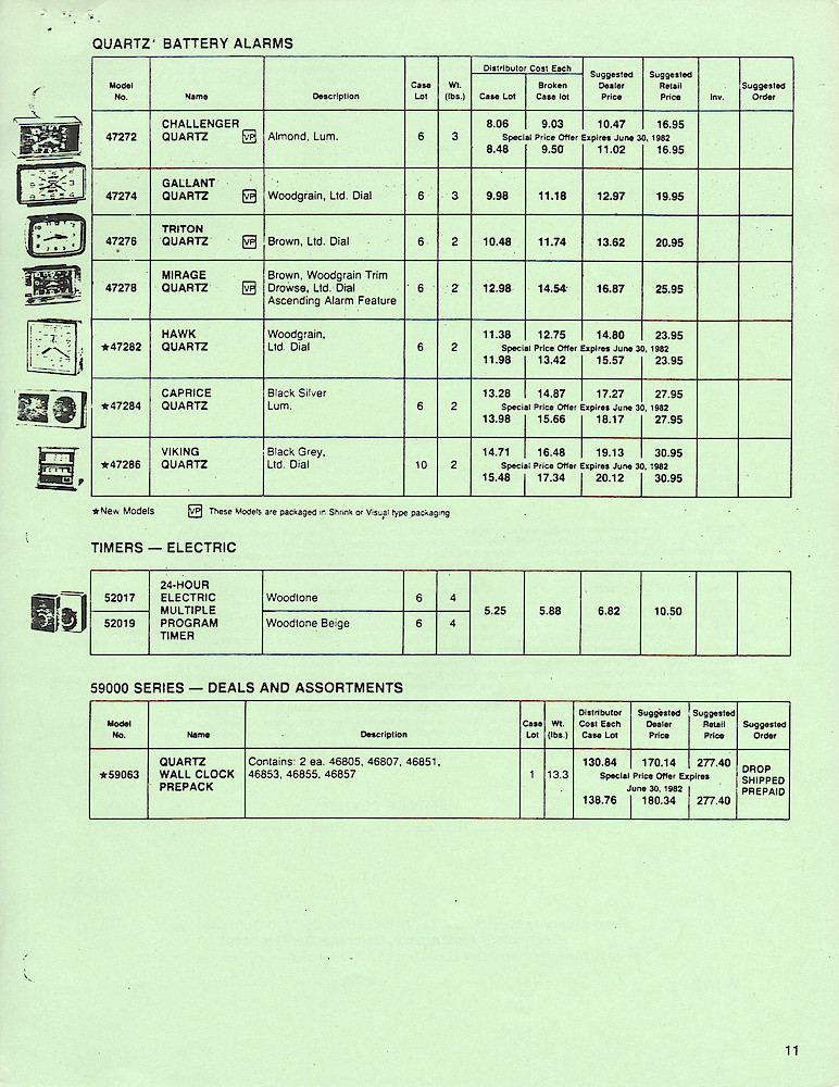 Westclox 1982 Price List. W-I-82 > 11. Westclox 1982 Price List. W-I-82; page Price-11