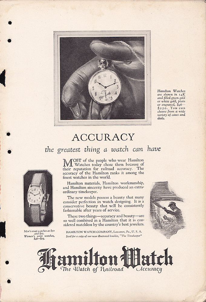 Clock & Watch Advertisement: Circa 1920 National Geographic Magazine,