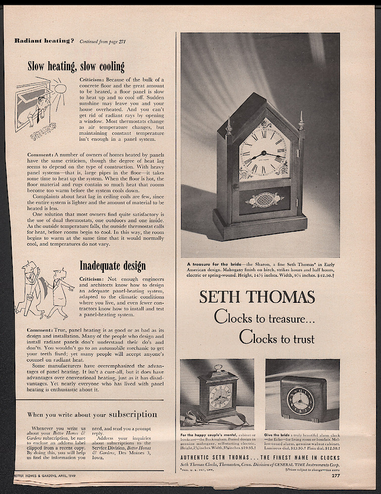 Clock Watch Advertisement April 1949 Better Homes And Gardens