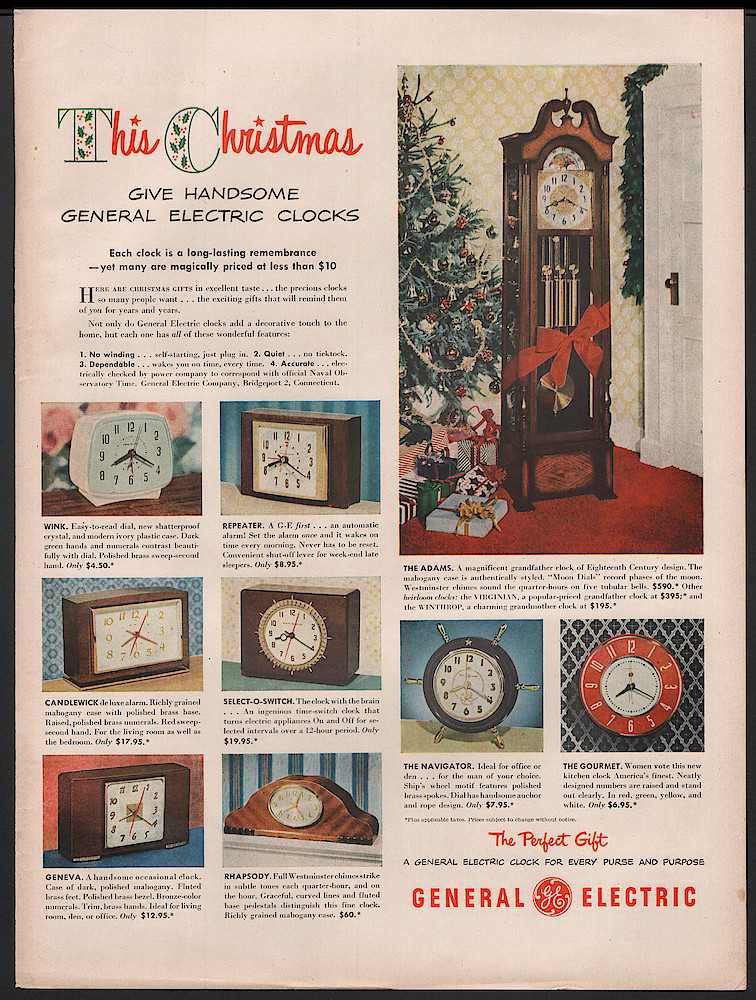 1950-12-this-christmas-give-handsome-g-e-clocks-Look. December 1950 Look Magazine. December 1950