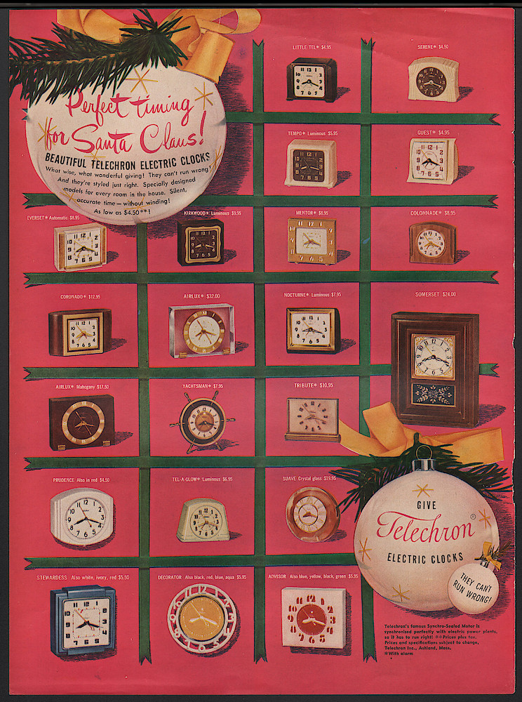 1950-Xmas-Red-21-clocks-Life. 1950 Life Magazine,. Year 1950 may be Life Magazine,