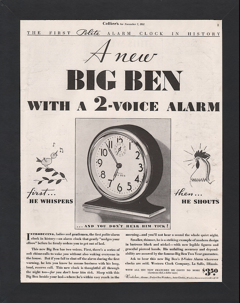 November 7, 1931 Colliers Magazine, p. 3. November 7, 1931 Collier's Magazine, p. 3