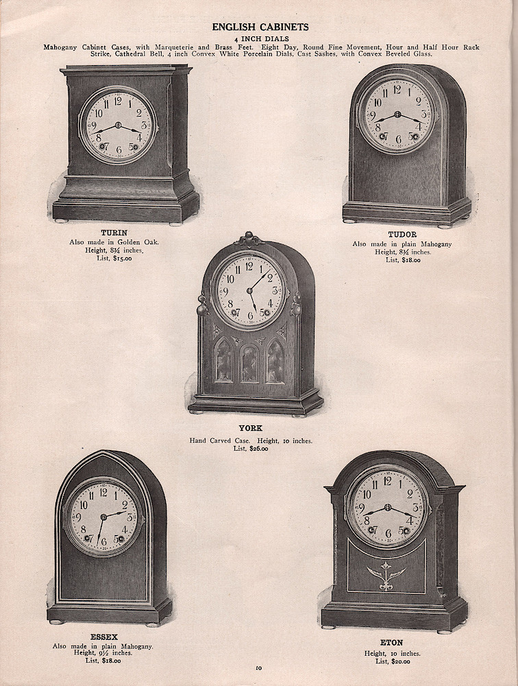 1909 - 1910 Seth Thomas Clock Company Catalog No. 675 > 10. 1909 - 1910 Seth Thomas Clock Company Catalog No. 675.; page 10