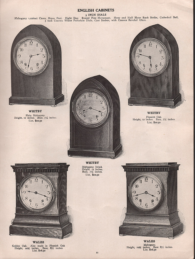 1909 - 1910 Seth Thomas Clock Company Catalog No. 675 > 11. 1909 - 1910 Seth Thomas Clock Company Catalog No. 675.; page 11