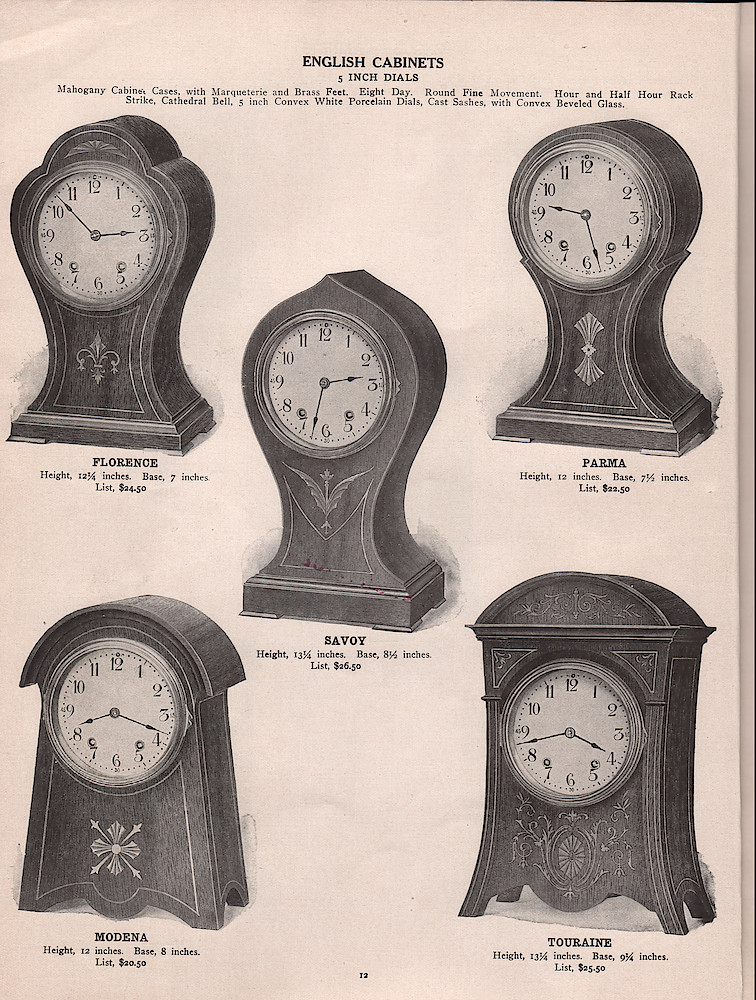 1909 - 1910 Seth Thomas Clock Company Catalog No. 675 > 12. 1909 - 1910 Seth Thomas Clock Company Catalog No. 675.; page 12