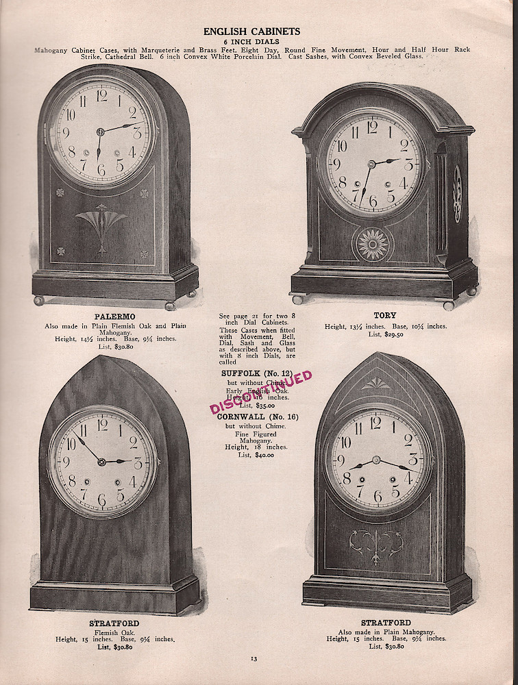 1909 - 1910 Seth Thomas Clock Company Catalog No. 675 > 13. 1909 - 1910 Seth Thomas Clock Company Catalog No. 675.; page 13