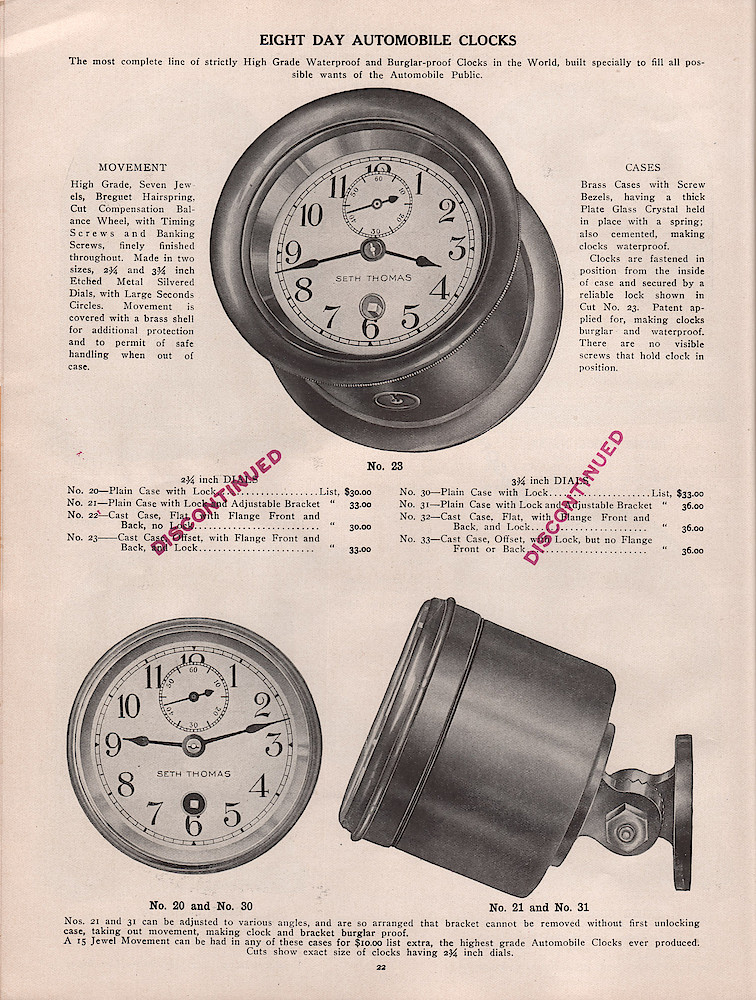 1909 - 1910 Seth Thomas Clock Company Catalog No. 675 > 22. 1909 - 1910 Seth Thomas Clock Company Catalog No. 675.; page 22