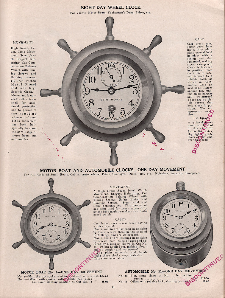 1909 - 1910 Seth Thomas Clock Company Catalog No. 675 > 23. 1909 - 1910 Seth Thomas Clock Company Catalog No. 675.; page 23