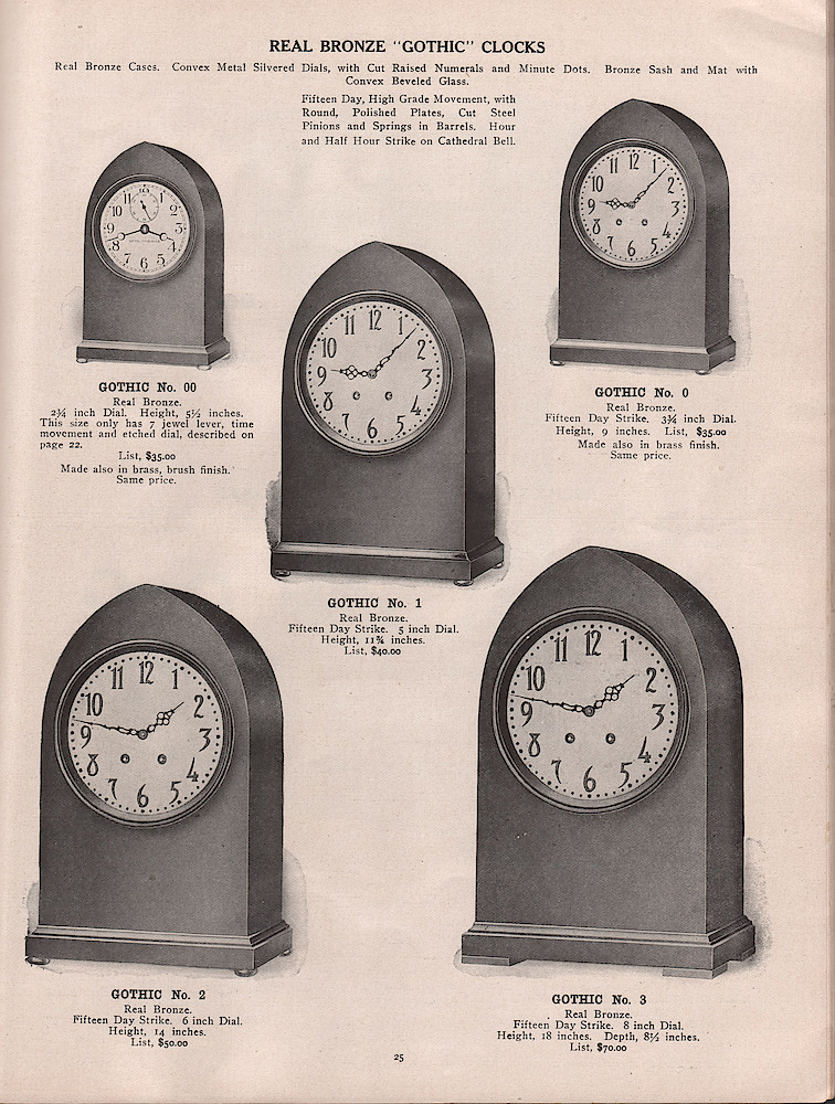 1909 - 1910 Seth Thomas Clock Company Catalog No. 675 > 25. 1909 - 1910 Seth Thomas Clock Company Catalog No. 675.; page 25