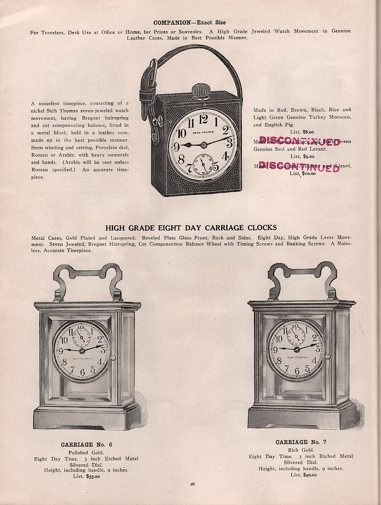 1909 - 1910 Seth Thomas Clock Company Catalog No. 675 > 26. 1909 - 1910 Seth Thomas Clock Company Catalog No. 675.; page 26