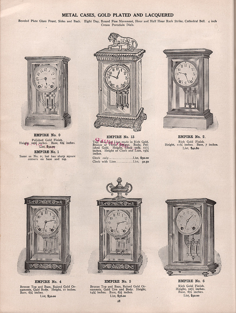 1909 - 1910 Seth Thomas Clock Company Catalog No. 675 > 28. 1909 - 1910 Seth Thomas Clock Company Catalog No. 675.; page 28