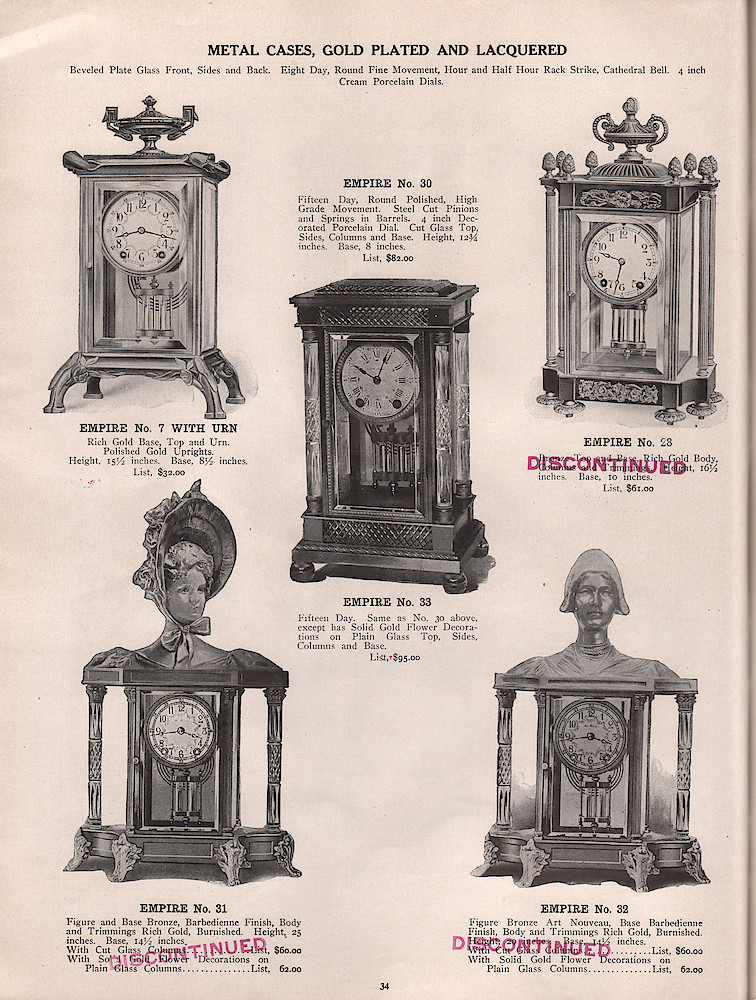 1909 - 1910 Seth Thomas Clock Company Catalog No. 675 > 34. 1909 - 1910 Seth Thomas Clock Company Catalog No. 675.; page 34