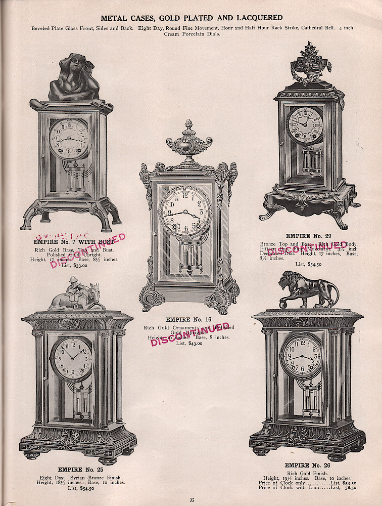 1909 - 1910 Seth Thomas Clock Company Catalog No. 675 > 35. 1909 - 1910 Seth Thomas Clock Company Catalog No. 675.; page 35