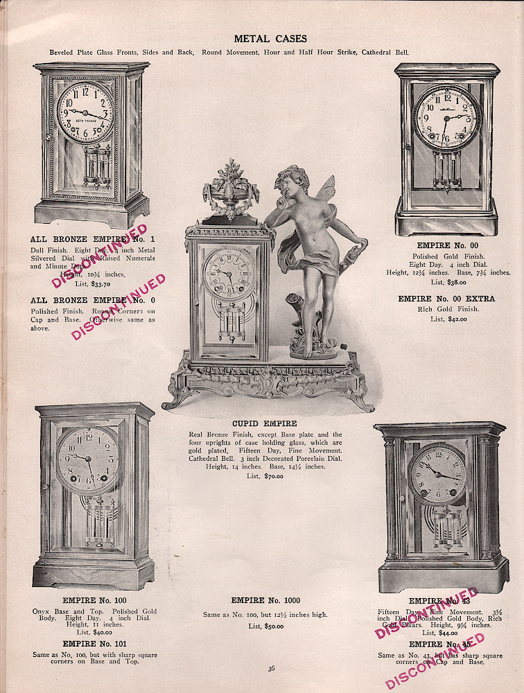 1909 - 1910 Seth Thomas Clock Company Catalog No. 675 > 36. 1909 - 1910 Seth Thomas Clock Company Catalog No. 675.; page 36