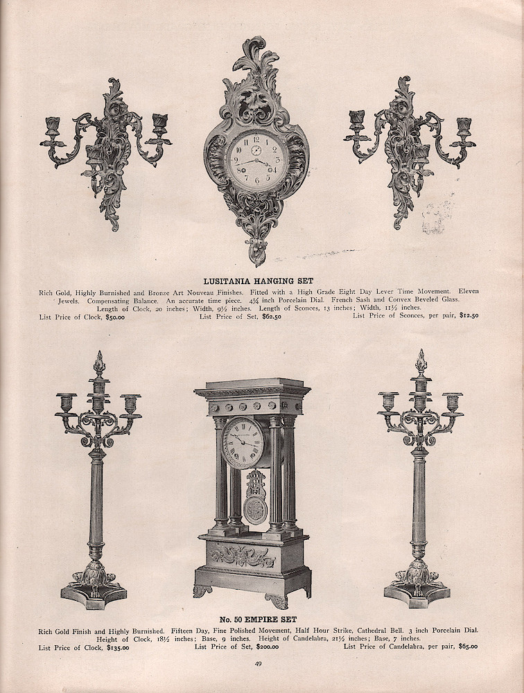 1909 - 1910 Seth Thomas Clock Company Catalog No. 675 > 49. 1909 - 1910 Seth Thomas Clock Company Catalog No. 675.; page 49